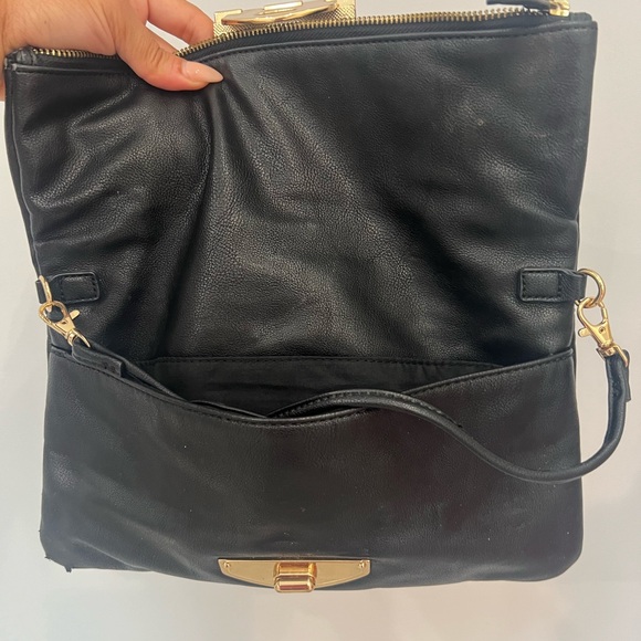 New Aldo Black Leopard Print Leather Bag Clutch Handbag Purse - Picture 4 of 6